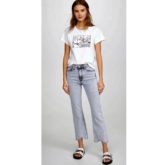 Rag & Bone Nina High Rise Ankle Flare Jeans in Marble White.